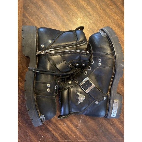 Harley Davidson D91684 Men\'s Brake Buckle Black Leather Motorcycle Boots Size 9 main image 7